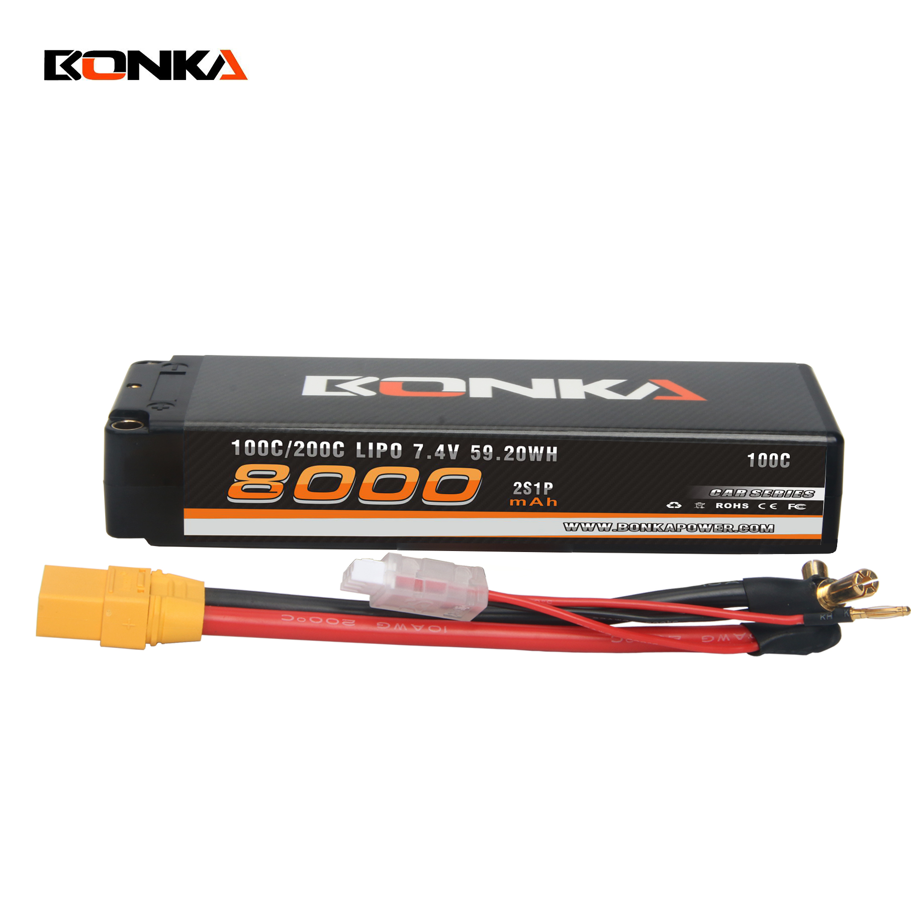 BONKA 8000mAh 100C 2S 7.4V Hardcase Lipo Battery